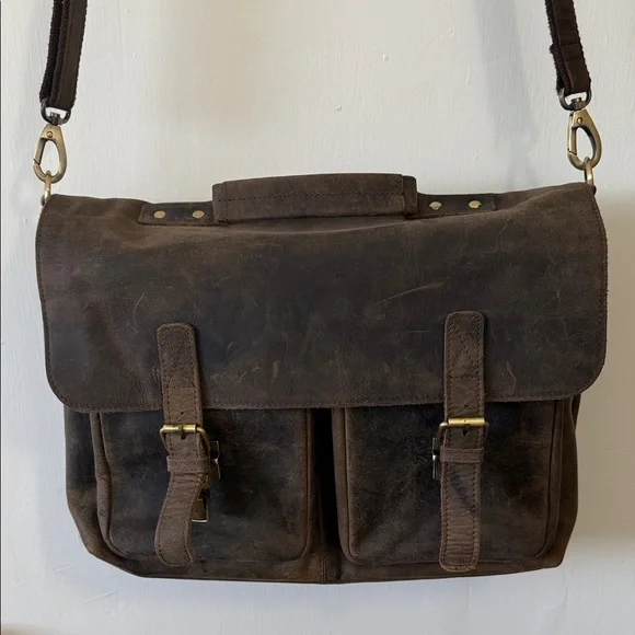 Brown Leather Messenger Bag - Picture 5 of 17
